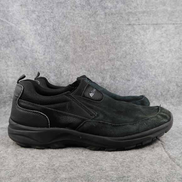 Denali Shoes Mens 12 Slip On Mocs Casual Black Leather Comfort Walking Work - Picture 1 of 13